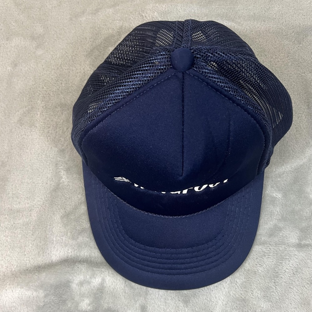 Wingfoot Hat Cap Snap Back One Size Navy Blue Trucker Mesh Embroidered Mens - Picture 6 of 8